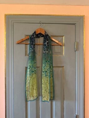 Coach Signature Ombre Scarf in Teal and Lime Green